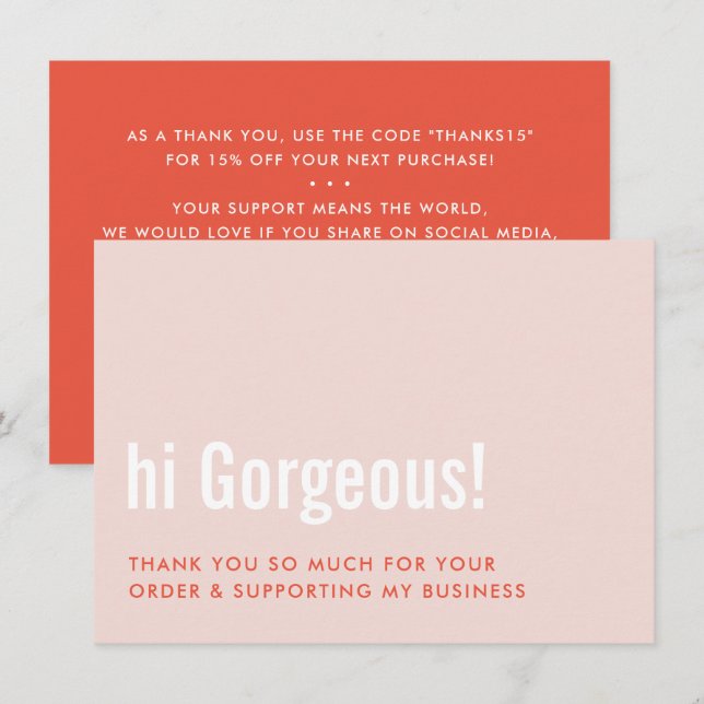 THANK YOU FOR YOUR ORDER fun insert pink orange (Front/Back)