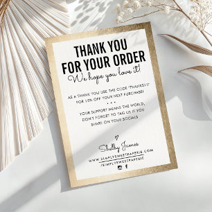THANK YOU FOR YOUR ORDER glam insert gold edge Card