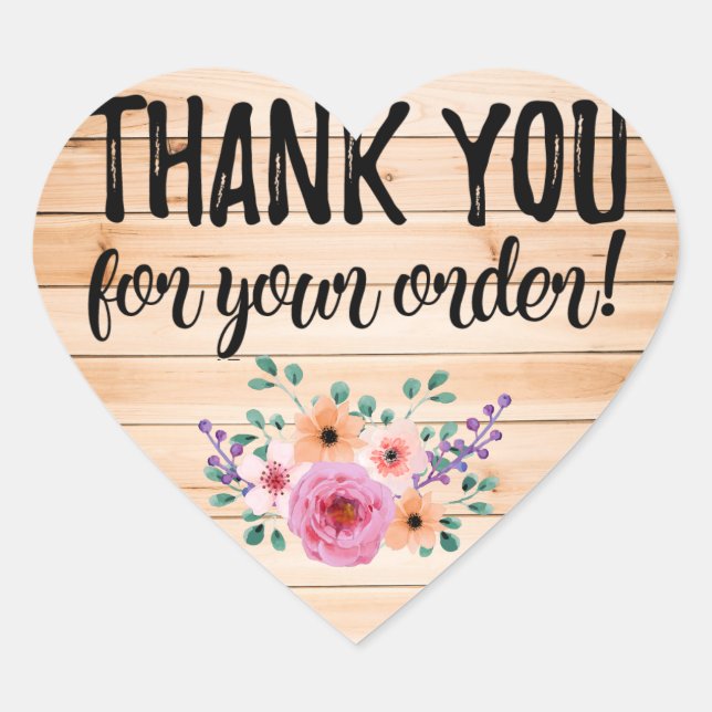 Thank you for your order heart label (Front)