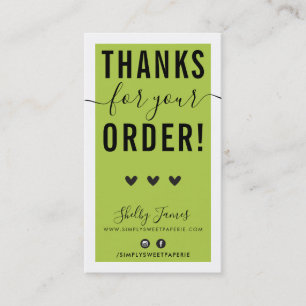 THANK YOU FOR YOUR ORDER insert bold lime green