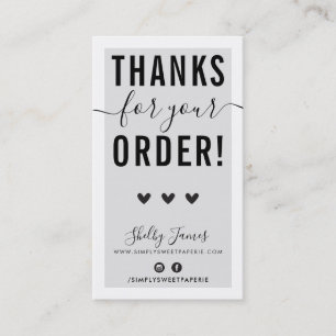 THANK YOU FOR YOUR ORDER insert grey black