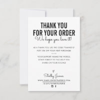 THANK YOU FOR YOUR ORDER insert modern black white