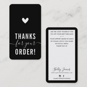 THANK YOU FOR YOUR ORDER insert modern BLACK WHITE