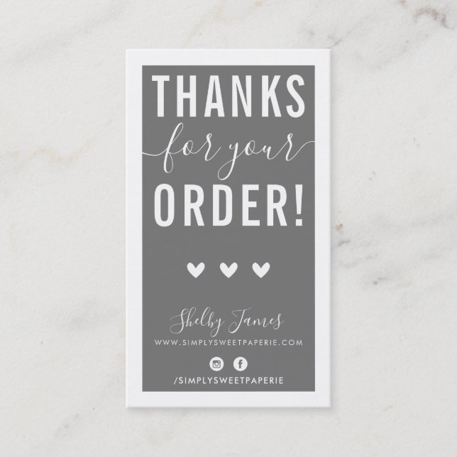 THANK YOU FOR YOUR ORDER insert modern grey grey (Front)