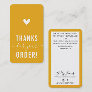 THANK YOU FOR YOUR ORDER insert modern MUSTARD