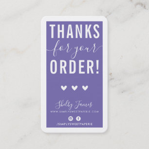 THANK YOU FOR YOUR ORDER insert modern purple