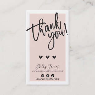 THANK YOU FOR YOUR ORDER insert socials blush pink