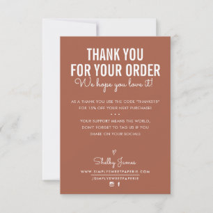 THANK YOU FOR YOUR ORDER insert white ink clay Card