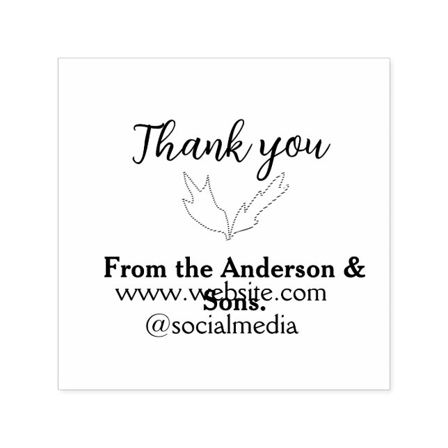Thank you for your order leaf website company name self-inking stamp (Design)