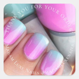Thank You For Your Order Luxe Nails Grey Square Sticker