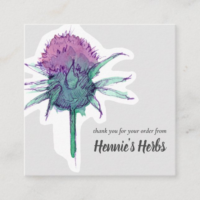 Thank You For Your Order Medicinal Herbs Botanical Square Business Card (Front)