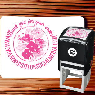 Thank You for Your Order Round Floral Pink Self-inking Stamp