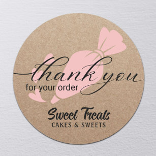 Thank You For Your Order Rustic Kraft Cake Bakery Classic Round Sticker