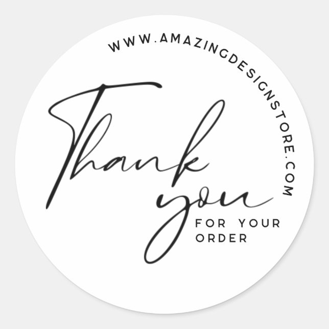 Thank you for your order Script elegant  Classic Round Sticker (Front)