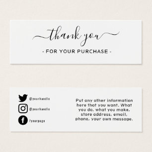 Thank you for your order, social media