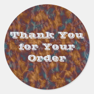 Thank You for Your Order Swirled Gold Blue Elegant Classic Round Sticker