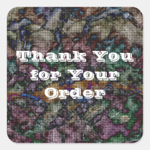 Thank You for Your Order Tie-Dye Customer Square Sticker