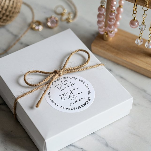 Thank you for your Order Trendy Script Promo Code Classic Round Sticker (Thank you for your Order Trendy Script Promo Code Classic Round Sticker)