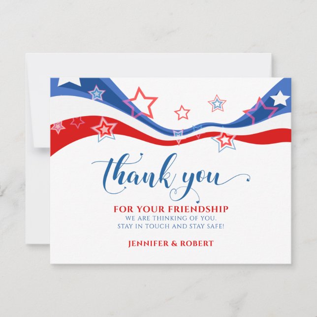 Thank you for your patriotic friends card (Front)