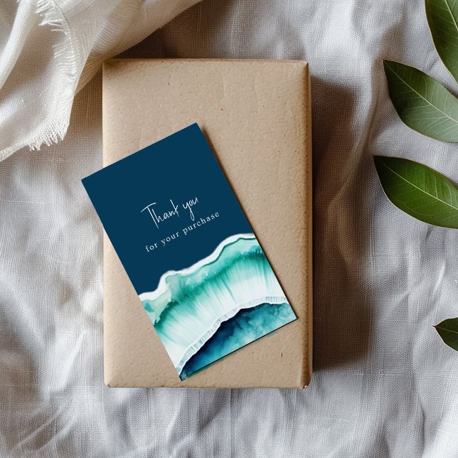 Thank you for your purchase blue agate effect enclosure card (Blue agate effect enclosure card that says "Thank you for your purchase")