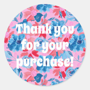 Thank You for Your Purchase Bold Floral Classic Round Sticker