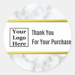 Thank You for Your Purchase Business Logo Elegant Classic Round Sticker