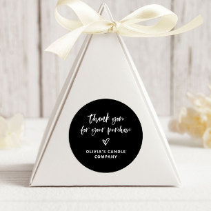 Thank You for your Purchase   Casual Script Heart Classic Round Sticker