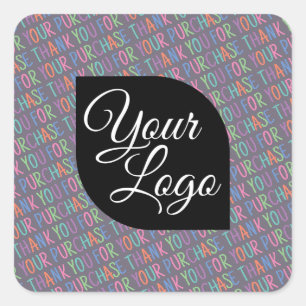 Thank You For Your Purchase Colourful Fun Add Log Square Sticker