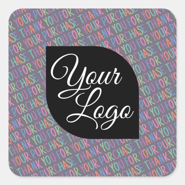  Thank You For Your Purchase Colourful Fun Add Log Square Sticker (Front)