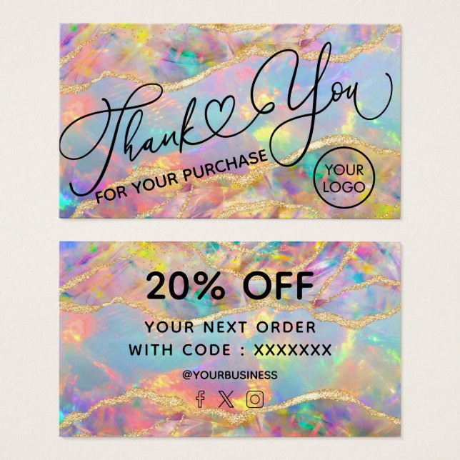 thank you for your purchase colourful opal (Front & Back)