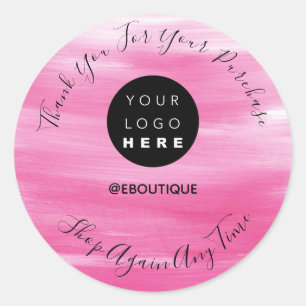 Thank You FOr Your Purchase Custom Logo Pink Classic Round Sticker