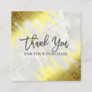Thank You For Your Purchase Fading Gold Marble Square Business Card