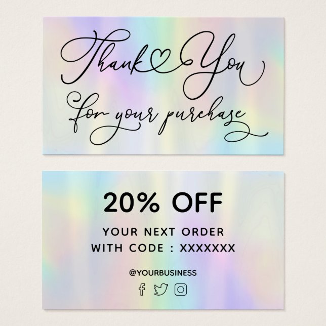 thank you for your purchase faux iridescent (Front & Back)