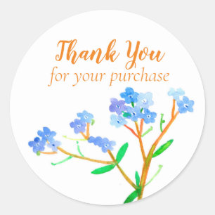 Thank You For Your Purchase Forget Me Not Flowers Classic Round Sticker