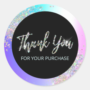 Thank You For Your Purchase Glitter Confetti Classic Round Sticker