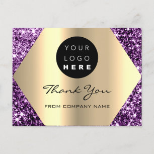 Thank You For Your Purchase Glitter Gold Logo Postcard