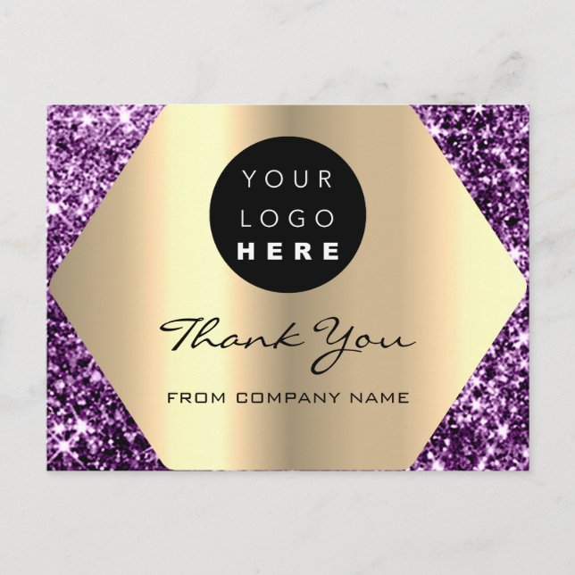 Thank You For Your Purchase Glitter Gold Logo Postcard (Front)