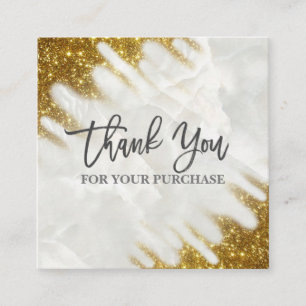 Thank You For Your Purchase Gold And Marble Square Business Card