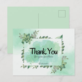 Thank You For Your Purchase Green Botanical Waterc Postcard