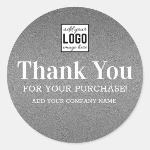 Thank You For Your Purchase Logo Silver Glitter  Classic Round Sticker