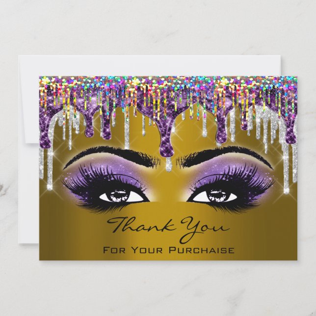 Thank You For Your Purchase Mustard Holograph Holiday Card (Front)