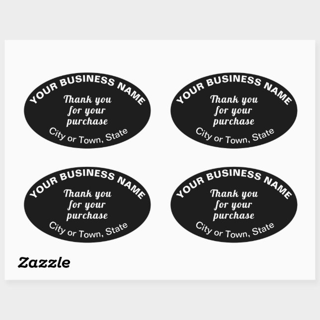 Thank You For Your Purchase on Black Oval Sticker (Sheet)