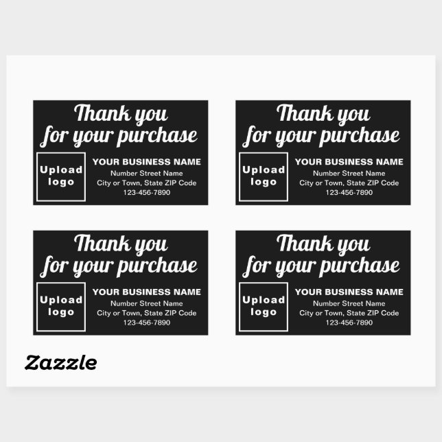Thank You For Your Purchase on Black Sticker (Sheet)