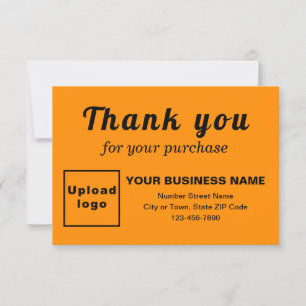 Thank You For Your Purchase Orange Colour Flat Car Card