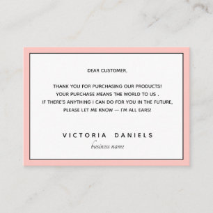 Thank you for your purchase   Pink Feminine Enclosure Card