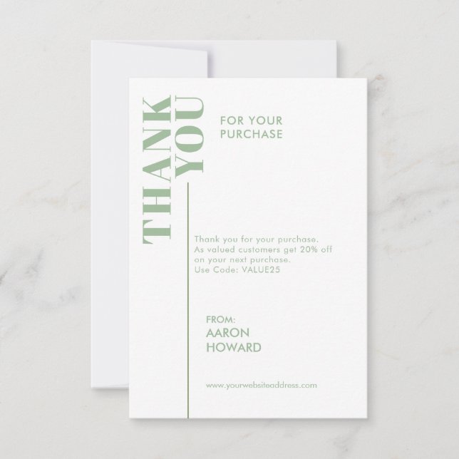 Thank you for your purchase, sage green and white (Front)