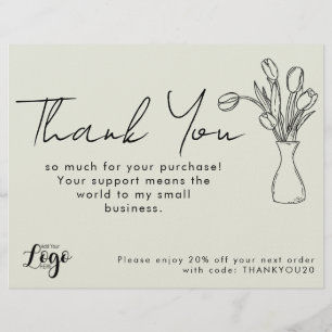 Thank You for Your Purchase Small Business Card   