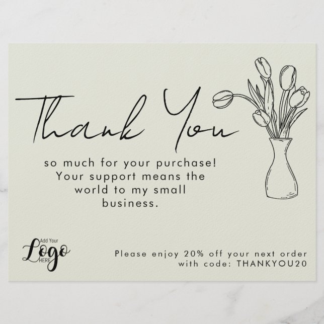 Thank You for Your Purchase Small Business Card |  (Front)