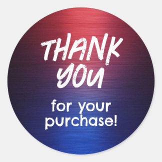 Thank You for Your Purchase Sticker Red Blue Metal