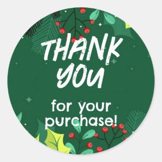 Thank You for Your Purchase Sticker XMAS Holly